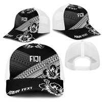 Personalised Rugby Fiji Mesh Trucker Cap Black Traditional Masi Inspired