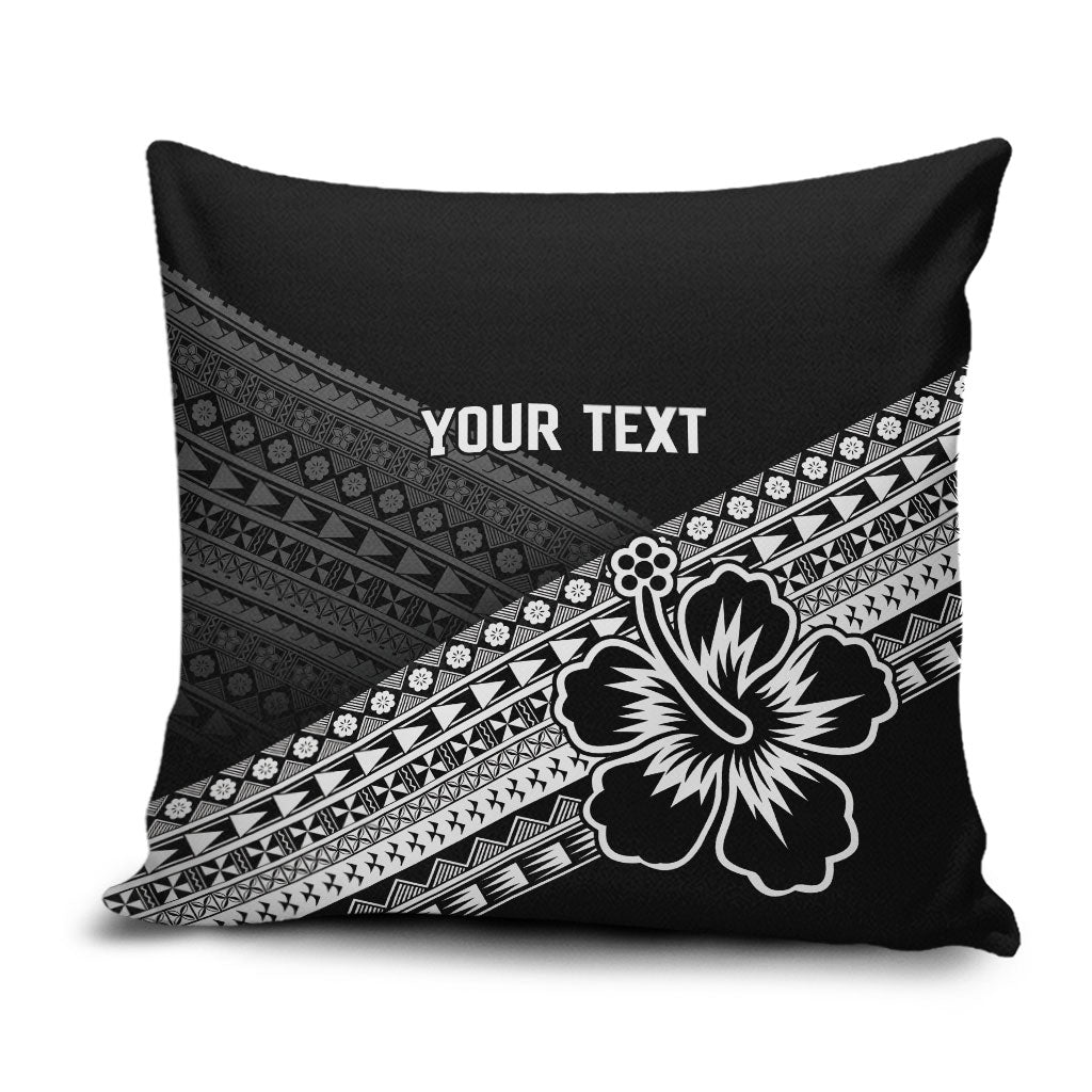 Custom Rugby Fiji Pillow Cover Black Traditional Masi Inspired
