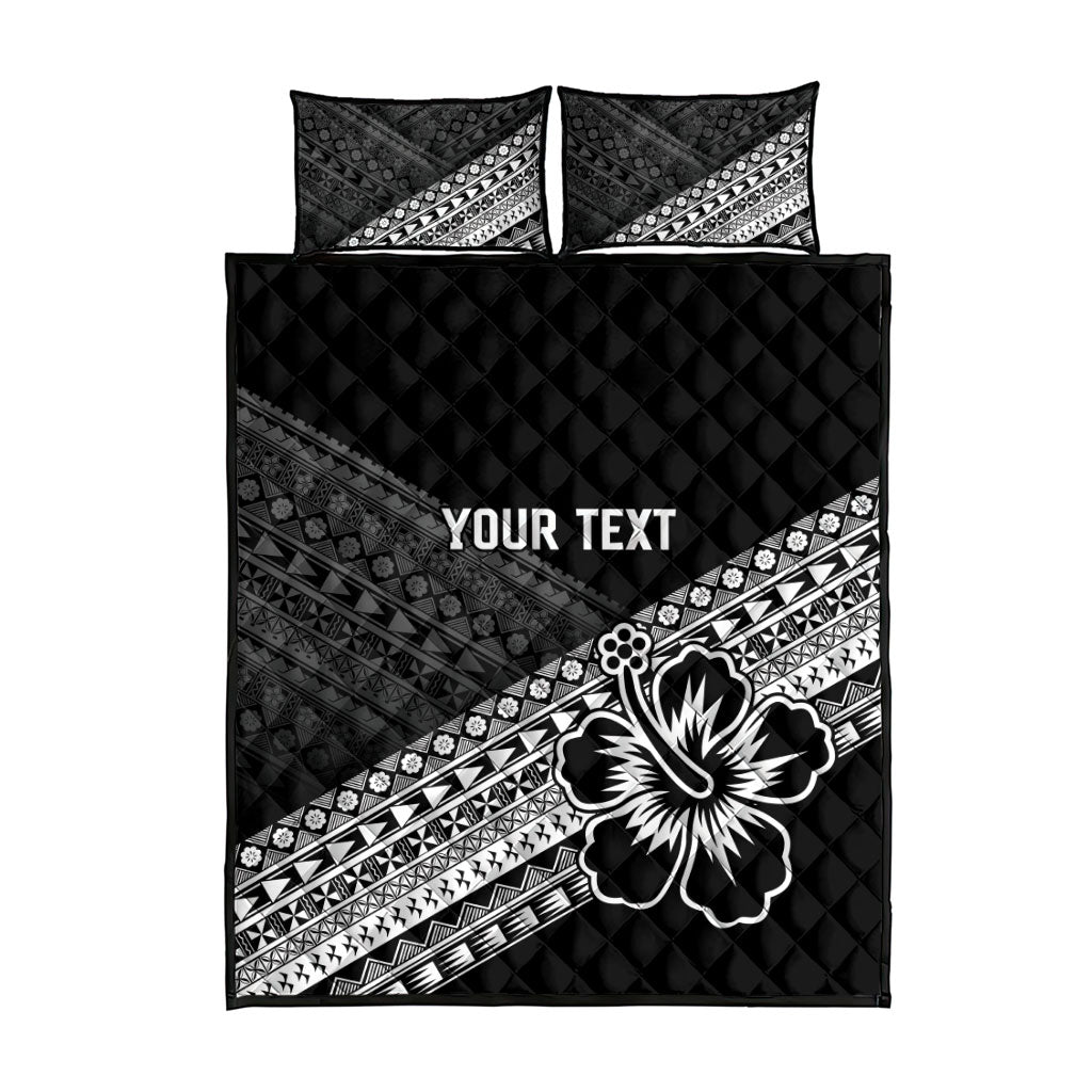 Custom Rugby Fiji Quilt Bed Set Black Traditional Masi Inspired