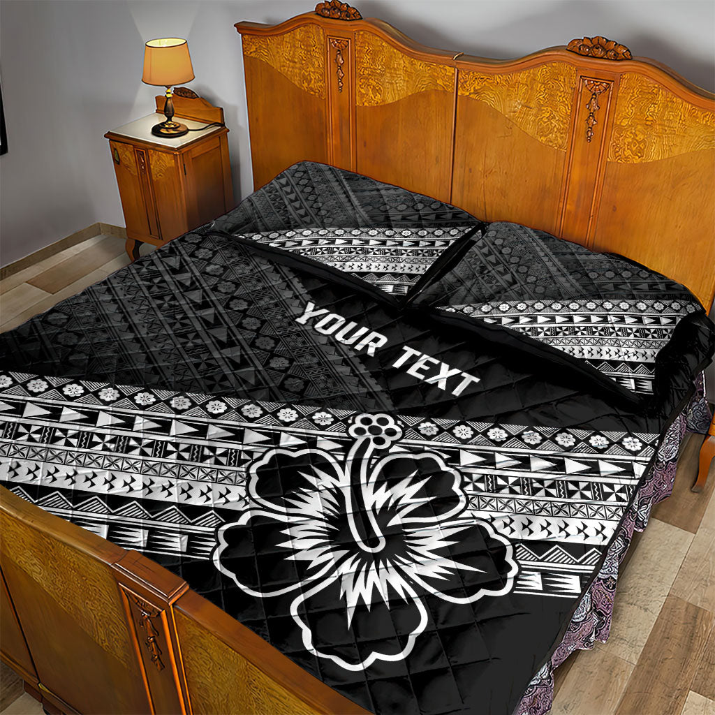 Custom Rugby Fiji Quilt Bed Set Black Traditional Masi Inspired