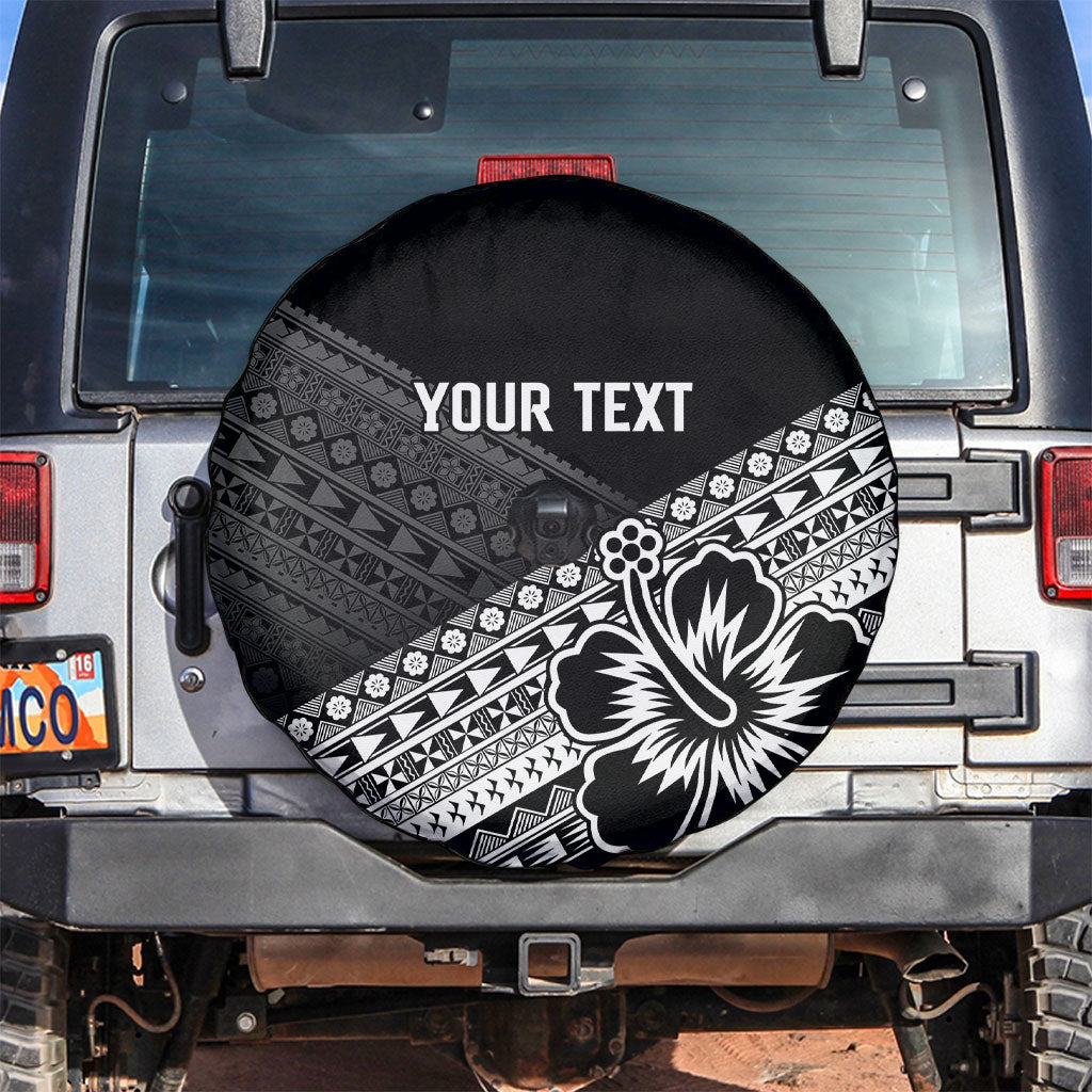 Custom Rugby Fiji Spare Tire Cover Black Traditional Masi Inspired