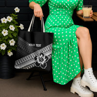 Custom Rugby Fiji Tote Bag Black Traditional Masi Inspired