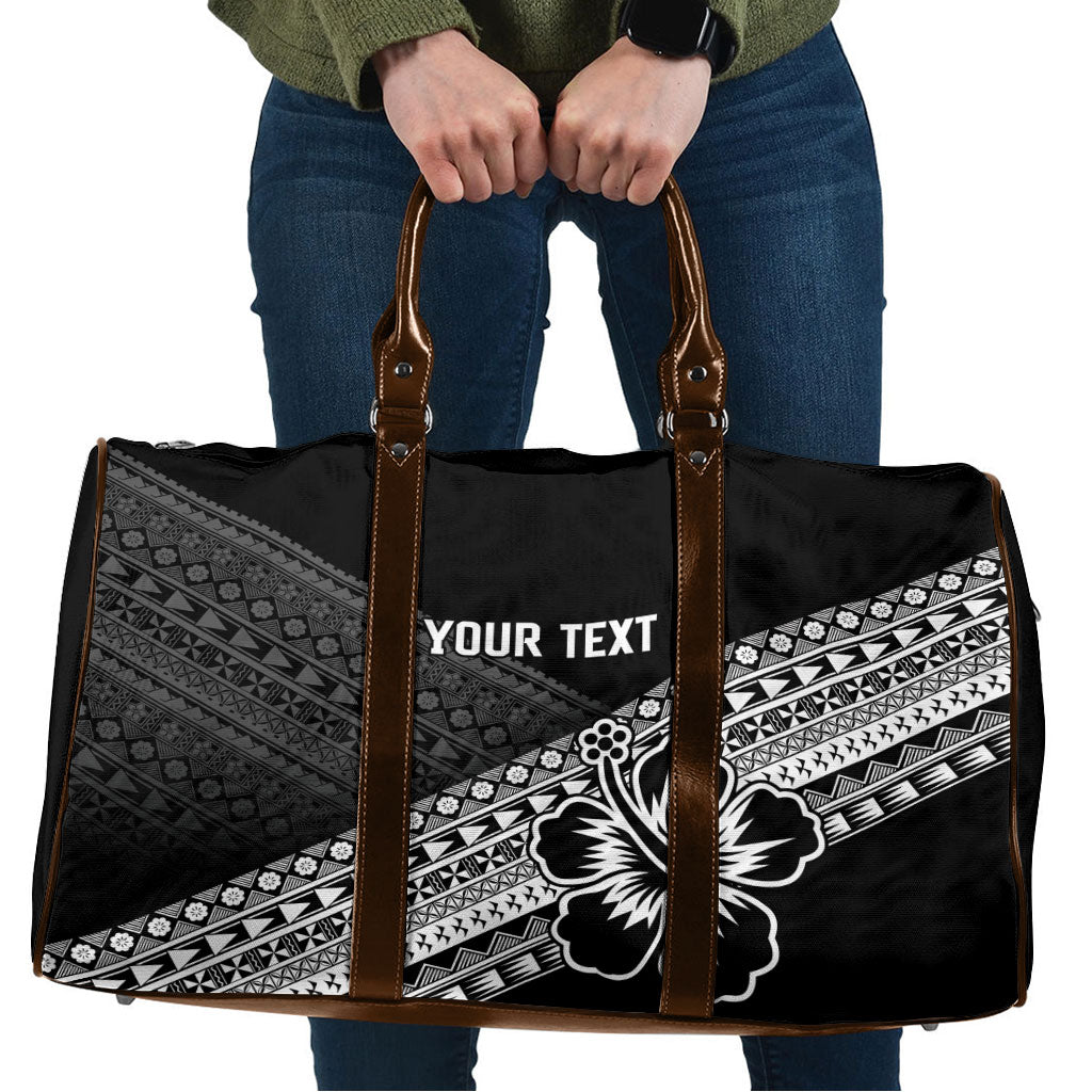 Custom Rugby Fiji Travel Bag Black Traditional Masi Inspired