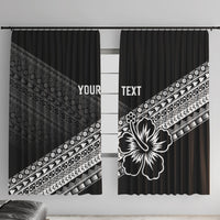 Custom Rugby Fiji Window Curtain Black Traditional Masi Inspired