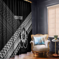 Custom Rugby Fiji Window Curtain Black Traditional Masi Inspired