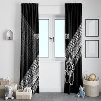 Custom Rugby Fiji Window Curtain Black Traditional Masi Inspired