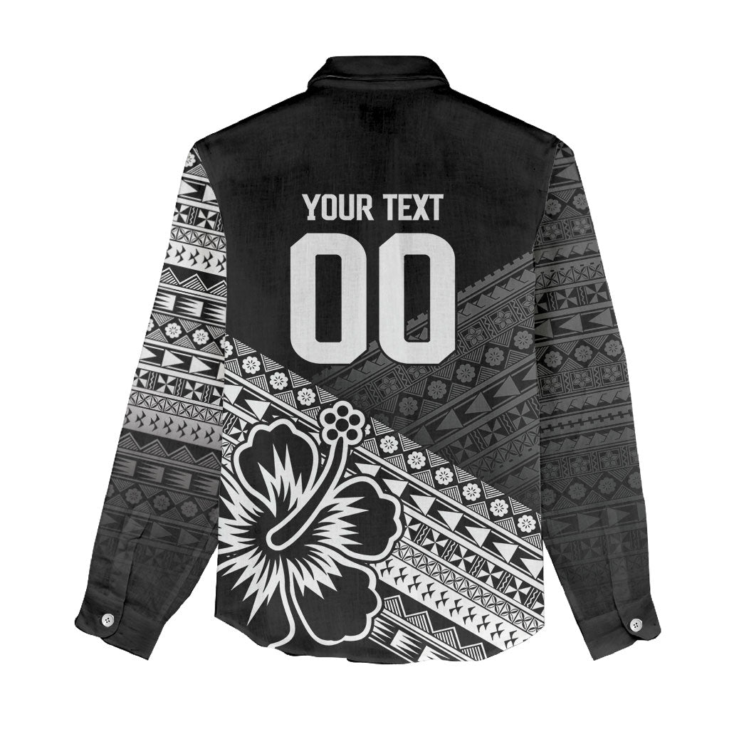 Custom Rugby Fiji Women Casual Shirt Black Traditional Masi Inspired