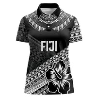 Custom Rugby Fiji Women Polo Shirt Black Traditional Masi Inspired