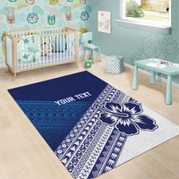 Custom Rugby Fiji Area Rug Blue Traditional Masi Inspired
