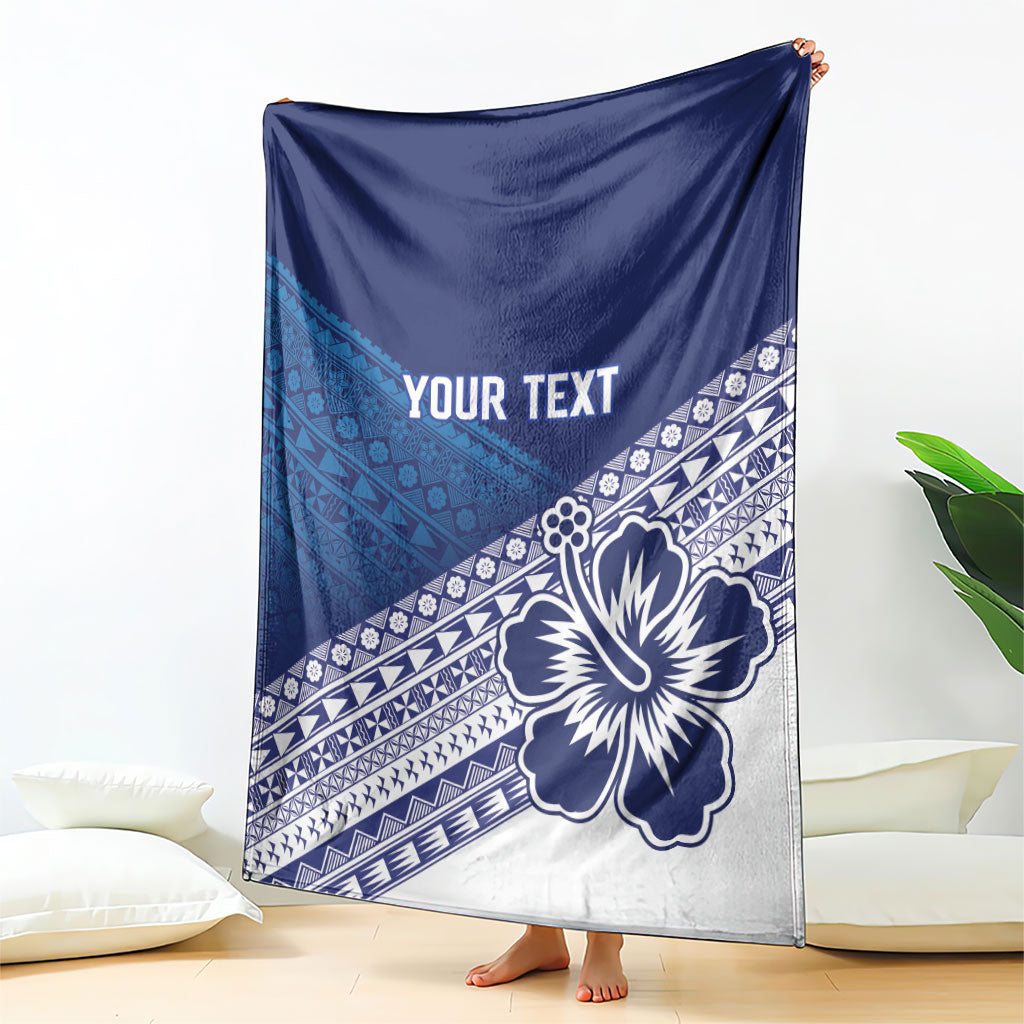 Custom Rugby Fiji Blanket Blue Traditional Masi Inspired