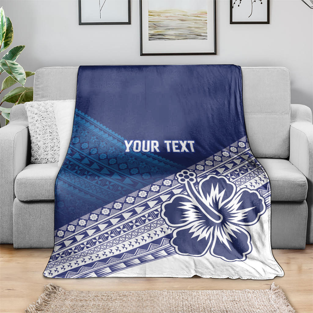 Custom Rugby Fiji Blanket Blue Traditional Masi Inspired