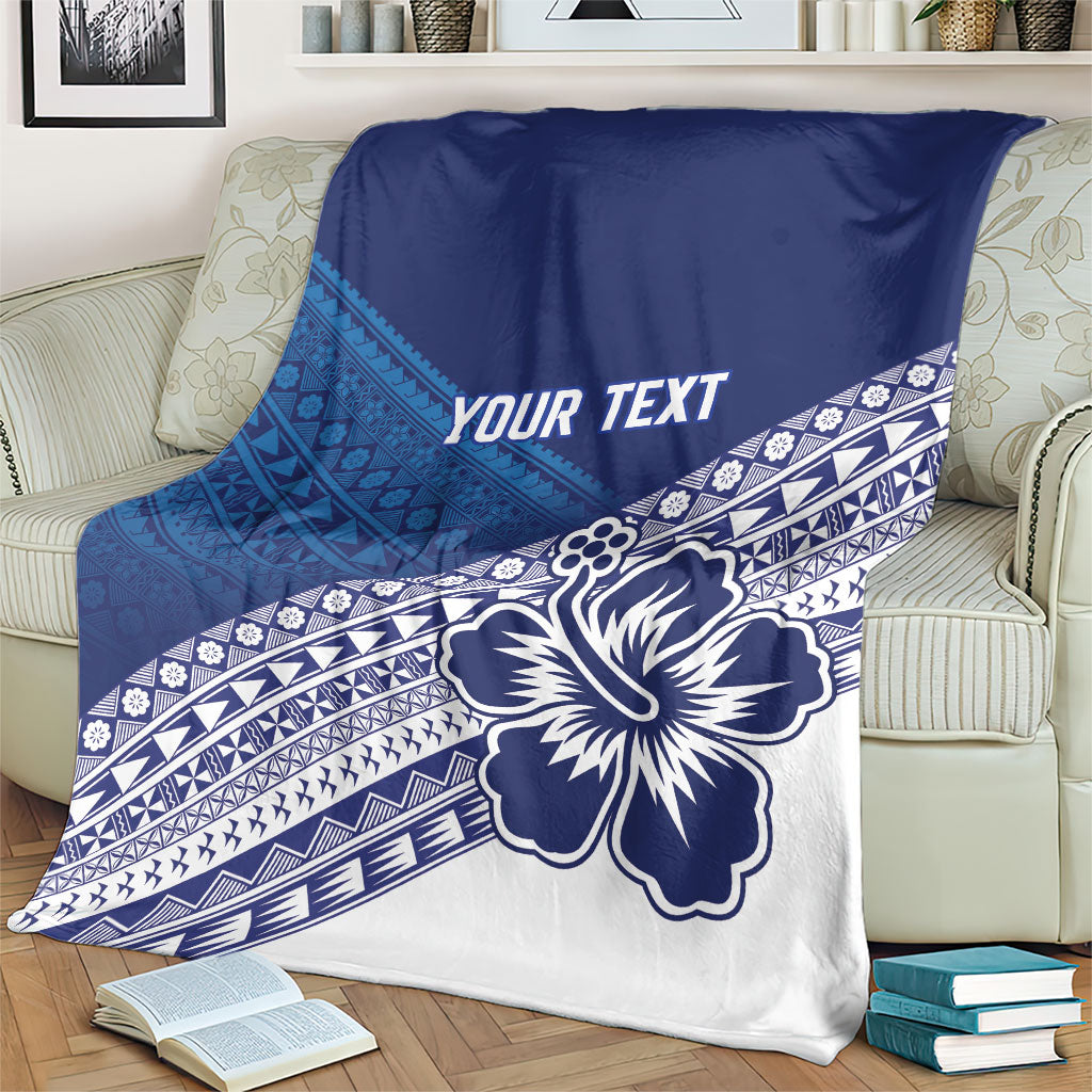 Custom Rugby Fiji Blanket Blue Traditional Masi Inspired