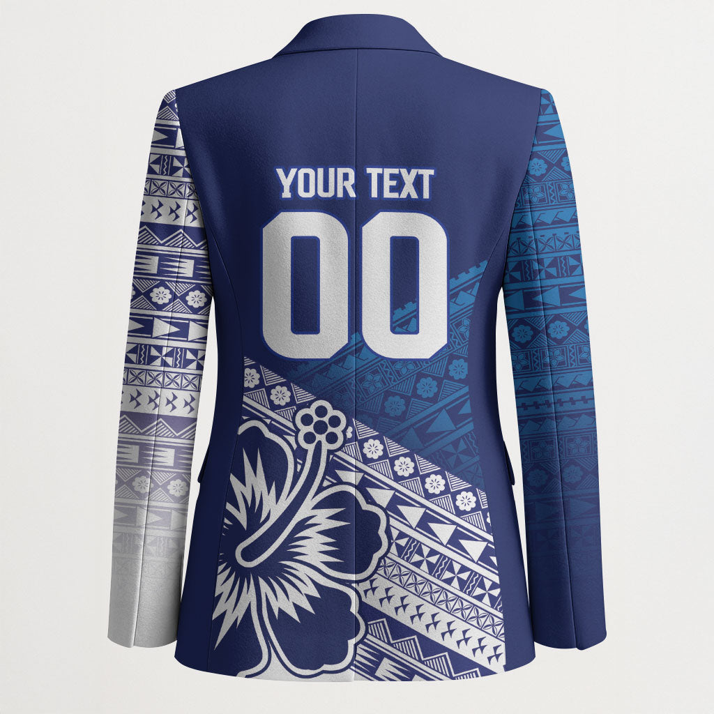 Custom Rugby Fiji Blazer Blue Traditional Masi Inspired