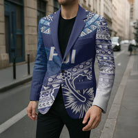 Custom Rugby Fiji Blazer Blue Traditional Masi Inspired