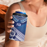 Custom Rugby Fiji 4 in 1 Can Cooler Tumbler Blue Traditional Masi Inspired