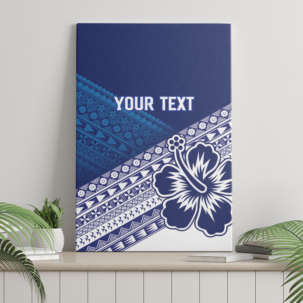 Custom Rugby Fiji Canvas Wall Art Blue Traditional Masi Inspired