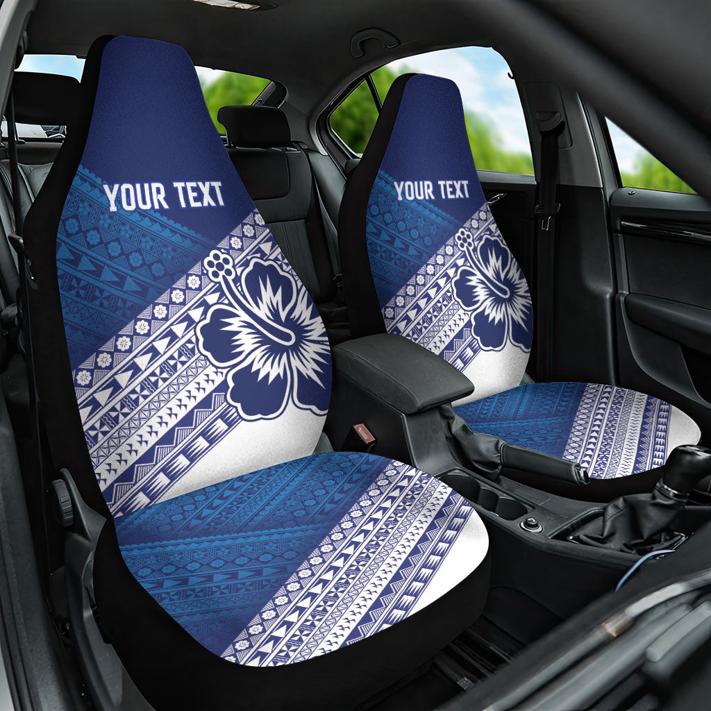 Custom Rugby Fiji Car Seat Cover Blue Traditional Masi Inspired