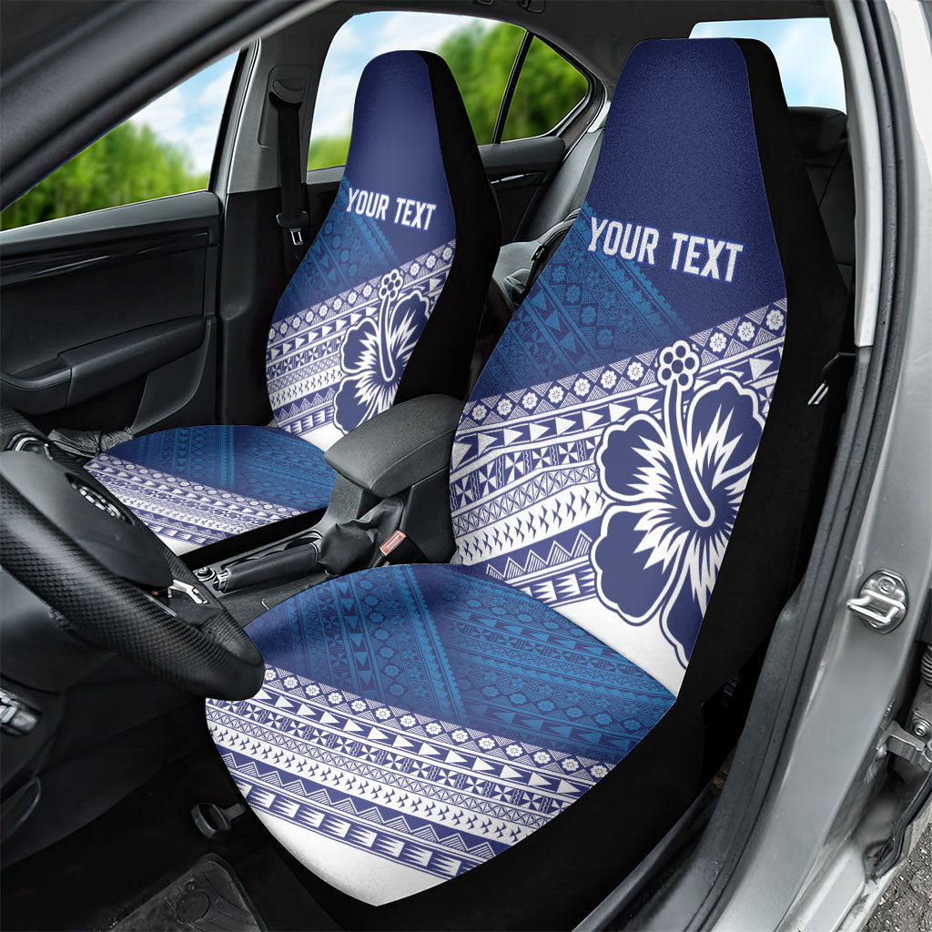 Custom Rugby Fiji Car Seat Cover Blue Traditional Masi Inspired