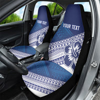 Custom Rugby Fiji Car Seat Cover Blue Traditional Masi Inspired