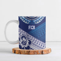 Custom Rugby Fiji Ceramic Mug Blue Traditional Masi Inspired