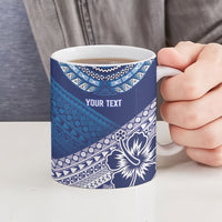 Custom Rugby Fiji Ceramic Mug Blue Traditional Masi Inspired