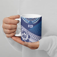 Custom Rugby Fiji Ceramic Mug Blue Traditional Masi Inspired