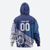 Custom Rugby Fiji Hoodie Blue Traditional Masi Inspired