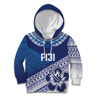Custom Rugby Fiji Kid Hoodie Blue Traditional Masi Inspired