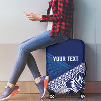 Custom Rugby Fiji Luggage Cover Blue Traditional Masi Inspired