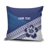 Custom Rugby Fiji Pillow Cover Blue Traditional Masi Inspired