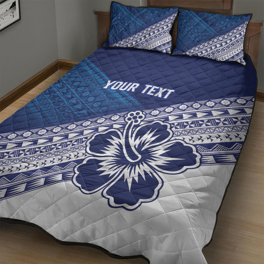 Custom Rugby Fiji Quilt Bed Set Blue Traditional Masi Inspired