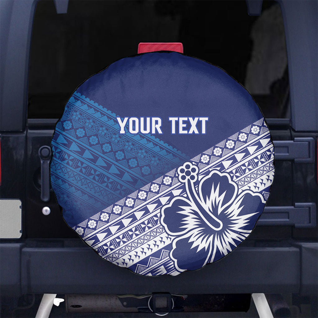 Custom Rugby Fiji Spare Tire Cover Blue Traditional Masi Inspired