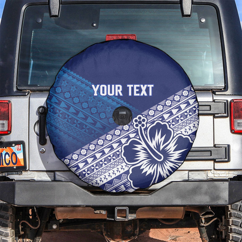 Custom Rugby Fiji Spare Tire Cover Blue Traditional Masi Inspired