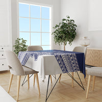 Custom Rugby Fiji Tablecloth Blue Traditional Masi Inspired