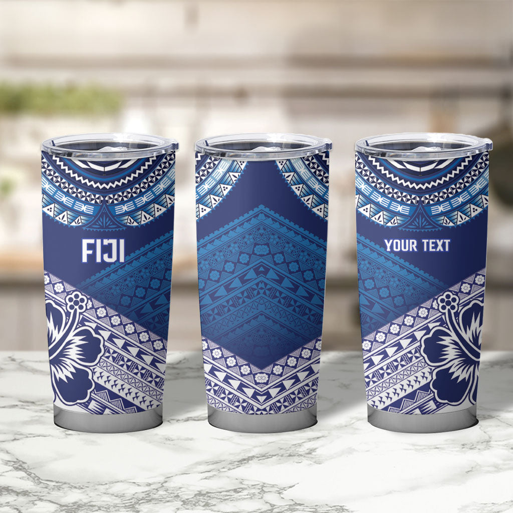Custom Rugby Fiji Tumbler Cup Blue Traditional Masi Inspired