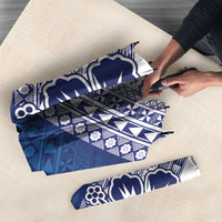 Custom Rugby Fiji Umbrella Blue Traditional Masi Inspired
