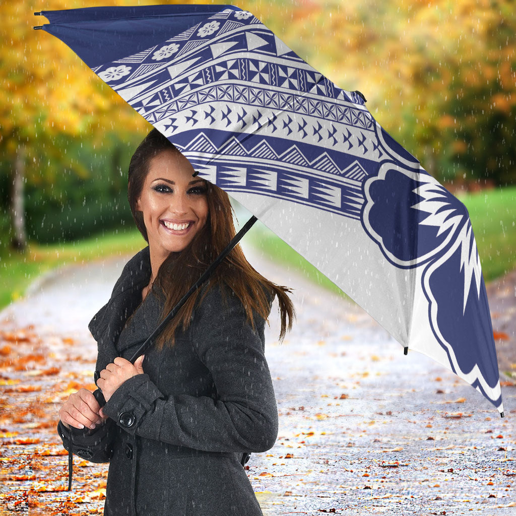 Custom Rugby Fiji Umbrella Blue Traditional Masi Inspired