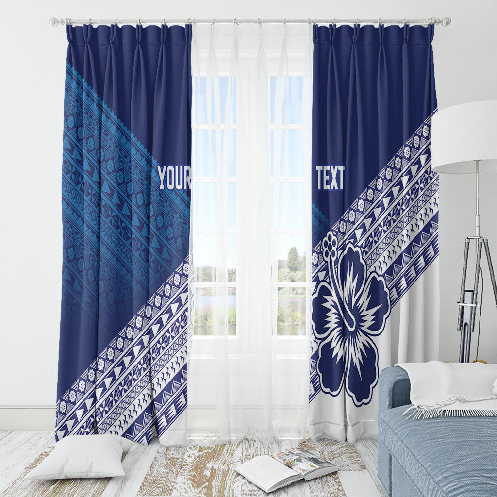 Custom Rugby Fiji Window Curtain Blue Traditional Masi Inspired