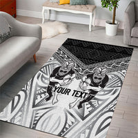 Custom Rugby New Zealand Black Fern Area Rug Niho Taniwha Inspired