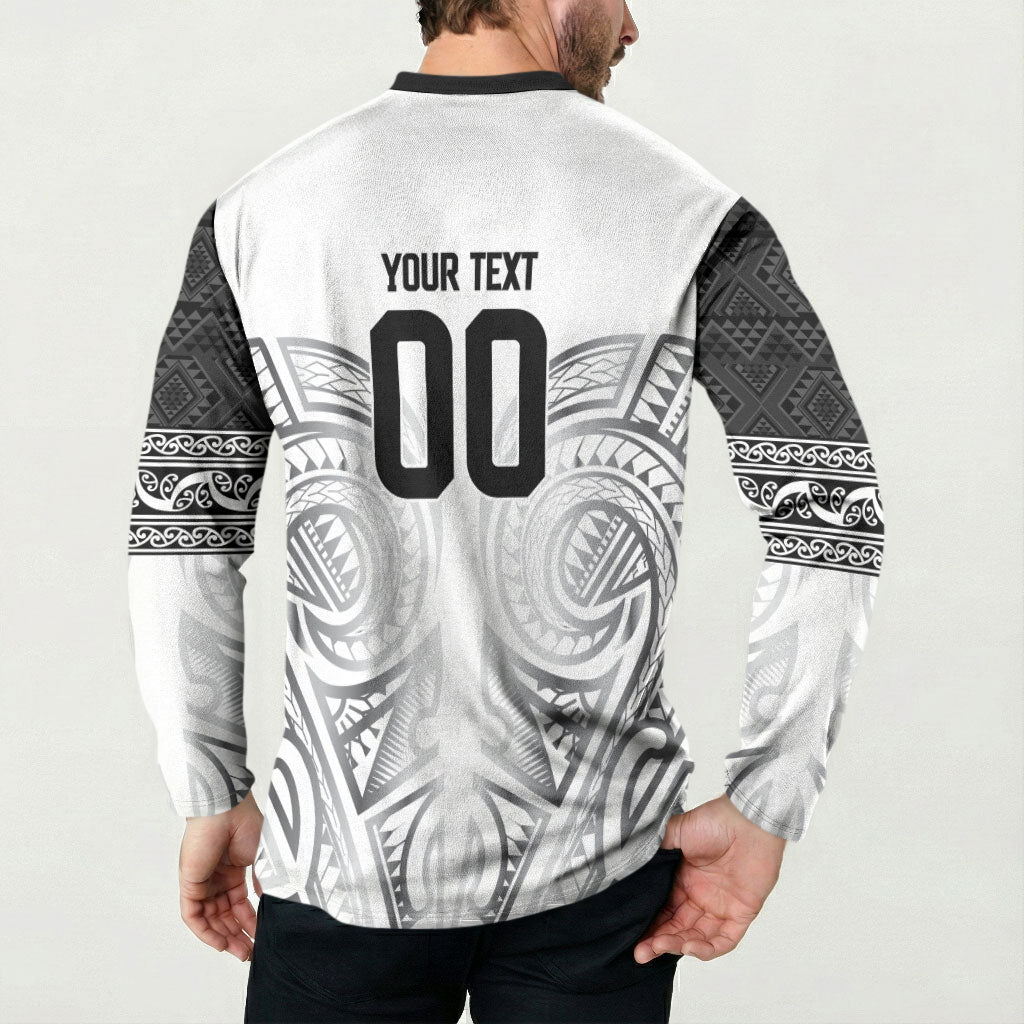 Custom Rugby New Zealand Black Fern Button Sweatshirt Niho Taniwha Inspired