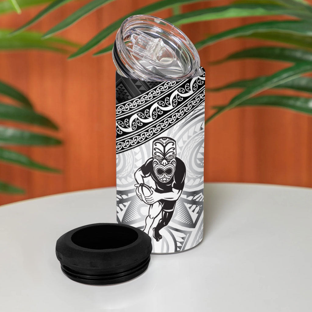 Custom Rugby New Zealand Black Fern 4 in 1 Can Cooler Tumbler Niho Taniwha Inspired