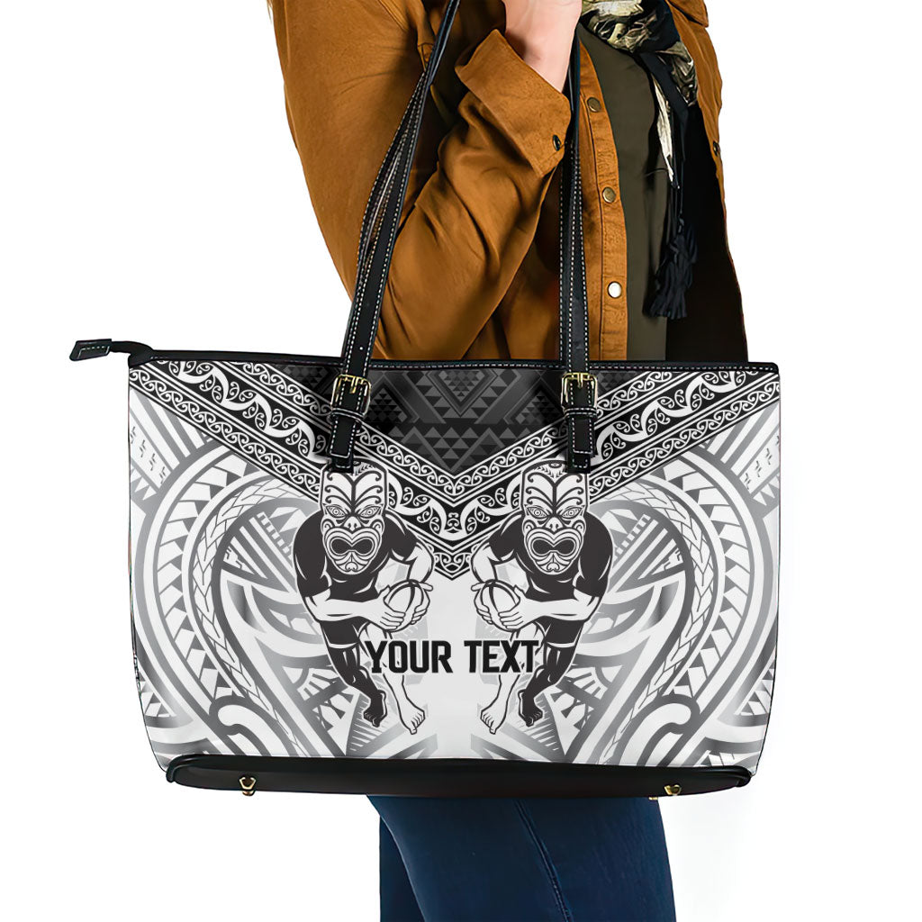 Custom Rugby New Zealand Black Fern Leather Tote Bag Niho Taniwha Inspired