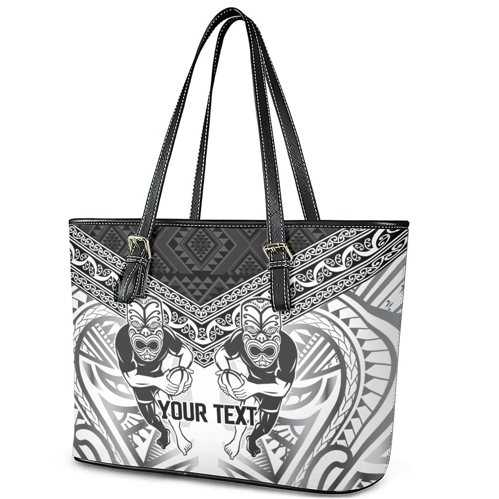 Custom Rugby New Zealand Black Fern Leather Tote Bag Niho Taniwha Inspired