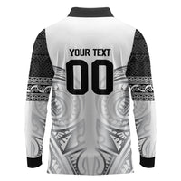 Custom Rugby New Zealand Black Fern Long Sleeve Polo Shirt Niho Taniwha Inspired
