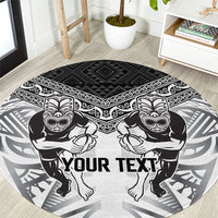 Custom Rugby New Zealand Black Fern Round Carpet Niho Taniwha Inspired