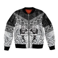 Custom Rugby New Zealand Black Fern Sleeve Zip Bomber Jacket Niho Taniwha Inspired