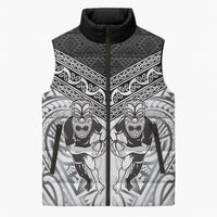 Custom Rugby New Zealand Black Fern Sleeveless Puffer Jacket Niho Taniwha Inspired