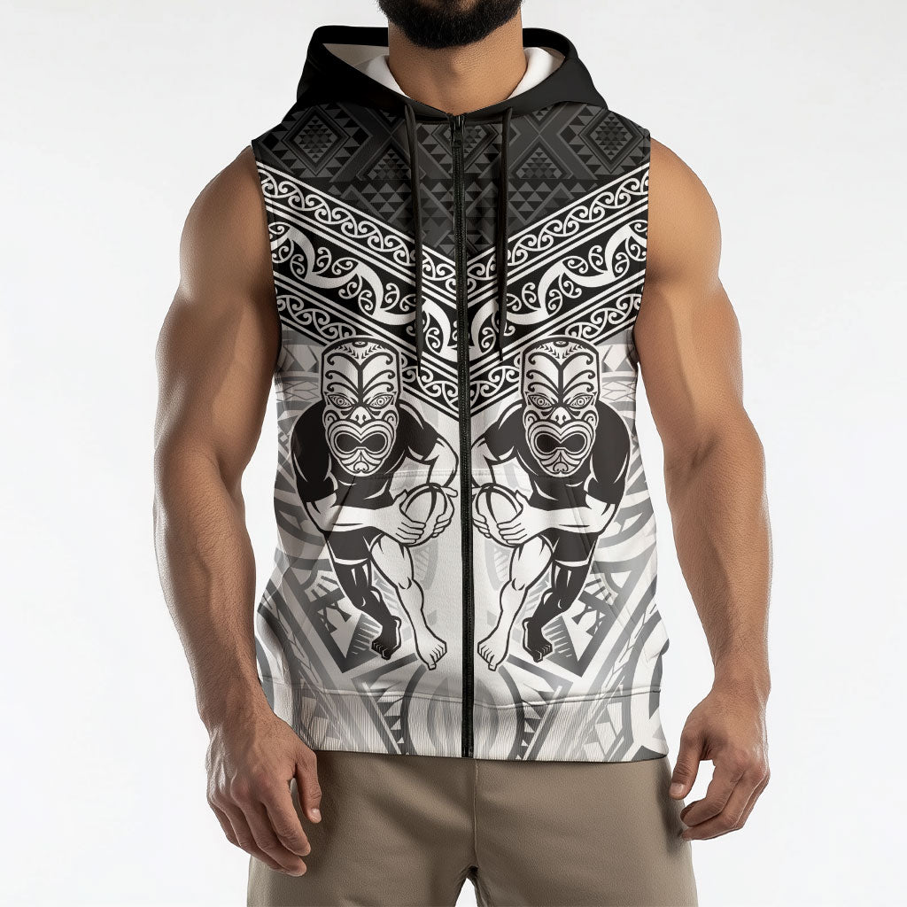 Custom Rugby New Zealand Black Fern Sleeveless Zip Hoodie Niho Taniwha Inspired
