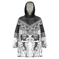 Custom Rugby New Zealand Black Fern Wearable Blanket Hoodie Niho Taniwha Inspired