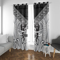 Custom Rugby New Zealand Black Fern Window Curtain Niho Taniwha Inspired